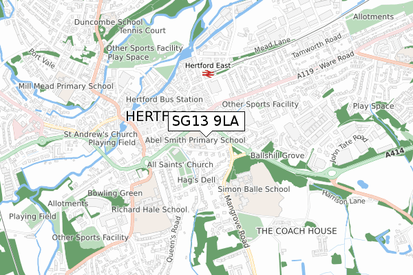 SG13 9LA map - small scale - OS Open Zoomstack (Ordnance Survey) SG13 9LA map - small scale - OS Open Zoomstack (Ordnance Survey)
