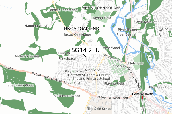 SG14 2FU map - small scale - OS Open Zoomstack (Ordnance Survey) SG14 2FU map - small scale - OS Open Zoomstack (Ordnance Survey)