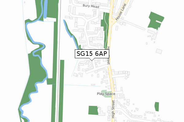 SG15 6AP map - large scale - OS Open Zoomstack (Ordnance Survey)