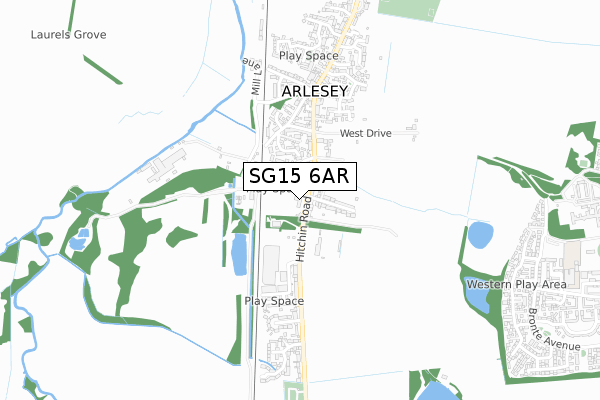 SG15 6AR map - small scale - OS Open Zoomstack (Ordnance Survey)