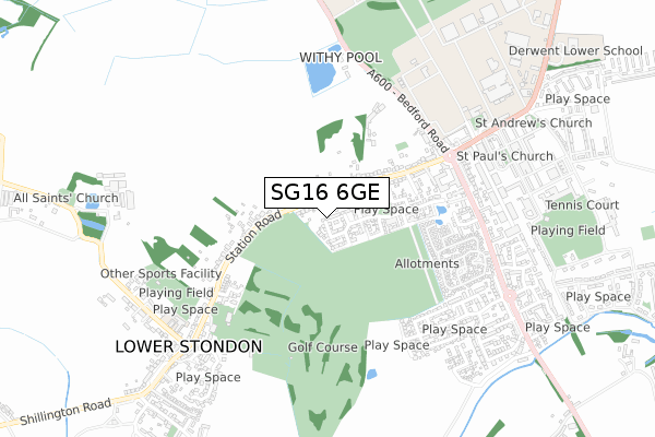 SG16 6GE map - small scale - OS Open Zoomstack (Ordnance Survey)