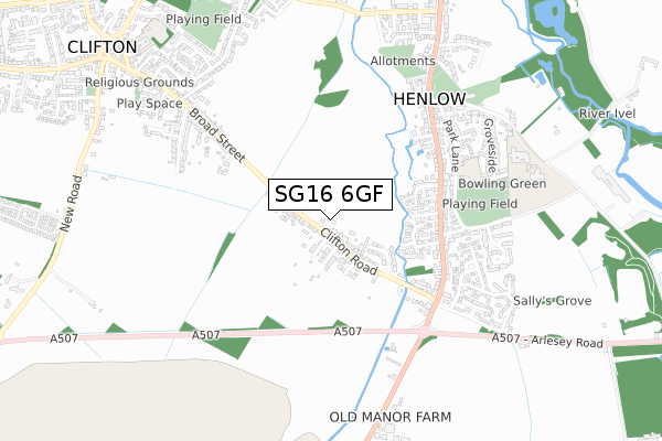 SG16 6GF map - small scale - OS Open Zoomstack (Ordnance Survey)