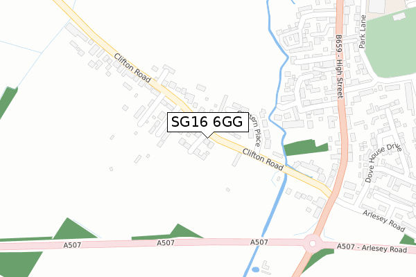 SG16 6GG map - large scale - OS Open Zoomstack (Ordnance Survey)