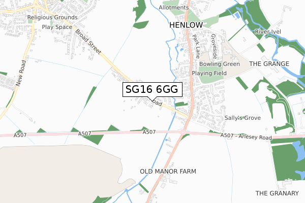 SG16 6GG map - small scale - OS Open Zoomstack (Ordnance Survey)