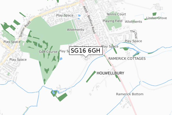 SG16 6GH map - small scale - OS Open Zoomstack (Ordnance Survey)