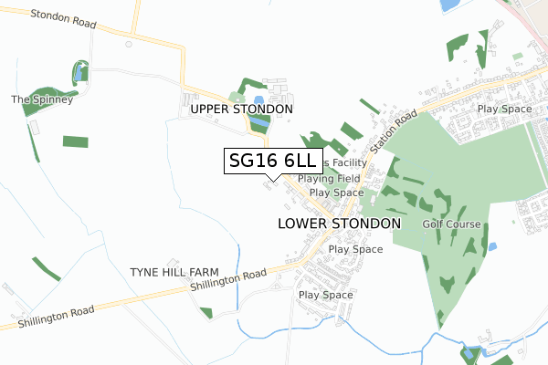 SG16 6LL map - small scale - OS Open Zoomstack (Ordnance Survey)
