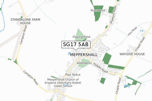SG17 5AB map - small scale - OS Open Zoomstack (Ordnance Survey)