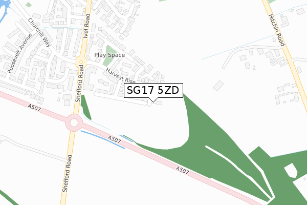 SG17 5ZD map - large scale - OS Open Zoomstack (Ordnance Survey)