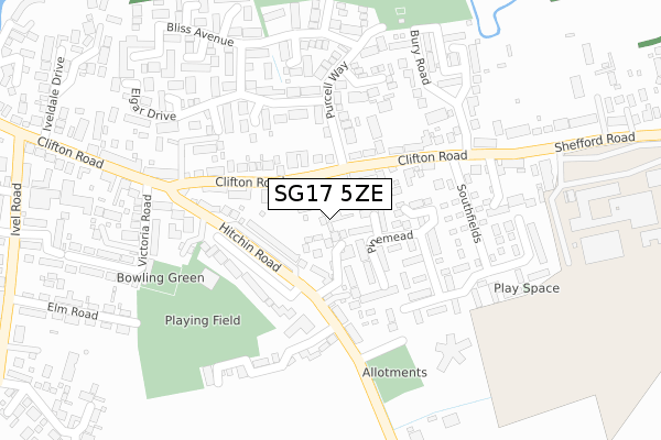 SG17 5ZE map - large scale - OS Open Zoomstack (Ordnance Survey)