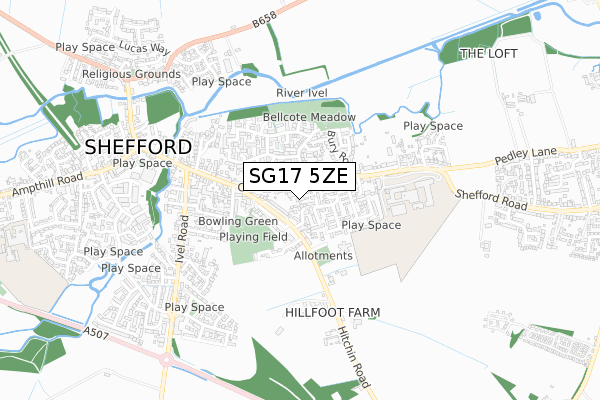 SG17 5ZE map - small scale - OS Open Zoomstack (Ordnance Survey)