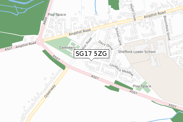 SG17 5ZG map - large scale - OS Open Zoomstack (Ordnance Survey)