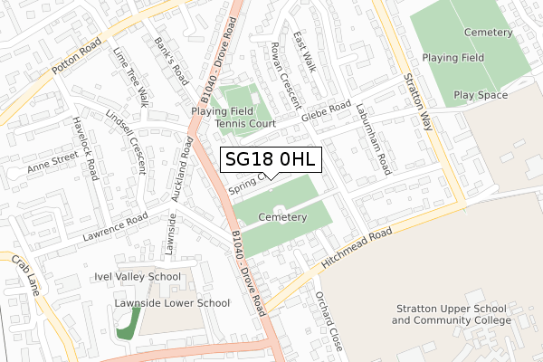 SG18 0HL map - large scale - OS Open Zoomstack (Ordnance Survey) SG18 0HL map - large scale - OS Open Zoomstack (Ordnance Survey)