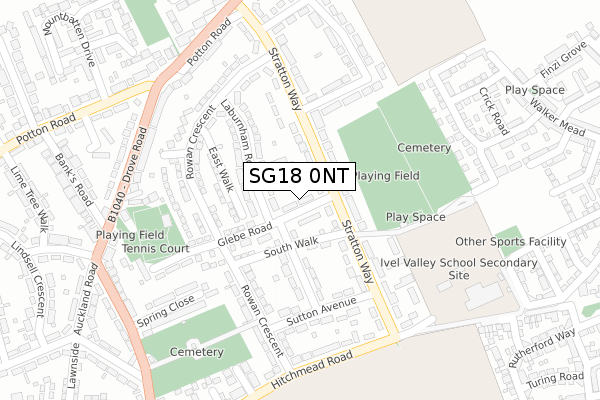 SG18 0NT map - large scale - OS Open Zoomstack (Ordnance Survey)