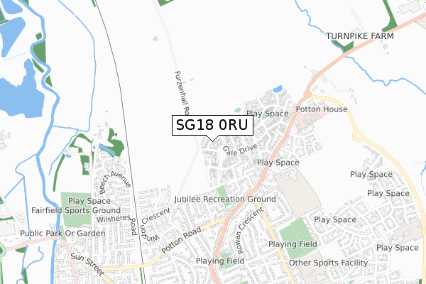SG18 0RU map - small scale - OS Open Zoomstack (Ordnance Survey) SG18 0RU map - small scale - OS Open Zoomstack (Ordnance Survey)