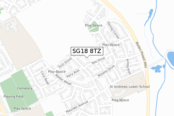 SG18 8TZ map - large scale - OS Open Zoomstack (Ordnance Survey) SG18 8TZ map - large scale - OS Open Zoomstack (Ordnance Survey)