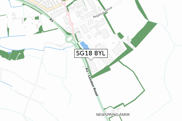 SG18 8YL map - small scale - OS Open Zoomstack (Ordnance Survey) SG18 8YL map - small scale - OS Open Zoomstack (Ordnance Survey)