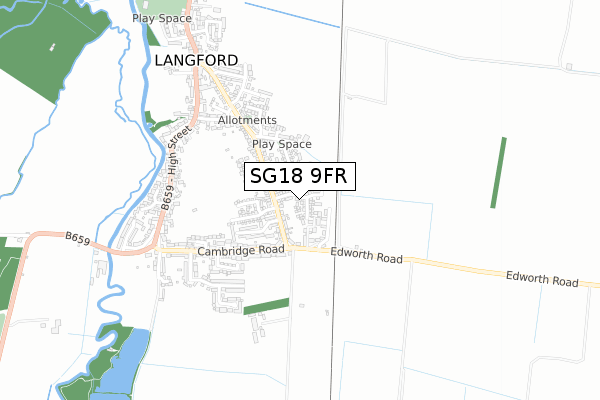 SG18 9FR map - small scale - OS Open Zoomstack (Ordnance Survey) SG18 9FR map - small scale - OS Open Zoomstack (Ordnance Survey)