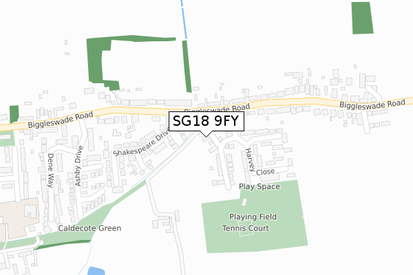 SG18 9FY map - large scale - OS Open Zoomstack (Ordnance Survey) SG18 9FY map - large scale - OS Open Zoomstack (Ordnance Survey)