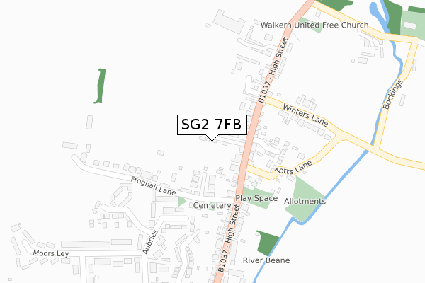 SG2 7FB map - large scale - OS Open Zoomstack (Ordnance Survey)