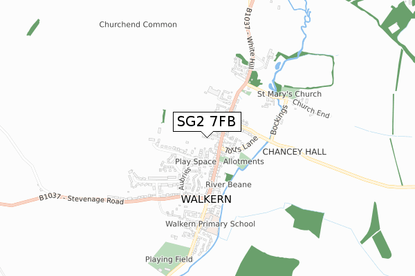 SG2 7FB map - small scale - OS Open Zoomstack (Ordnance Survey)