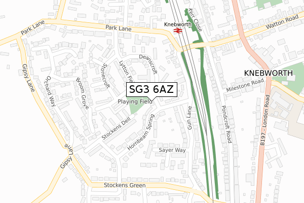 SG3 6AZ map - large scale - OS Open Zoomstack (Ordnance Survey)