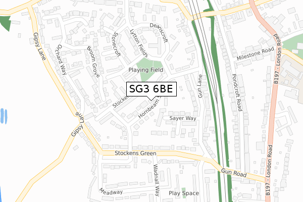 SG3 6BE map - large scale - OS Open Zoomstack (Ordnance Survey)
