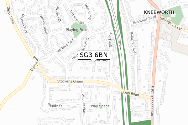 SG3 6BN map - large scale - OS Open Zoomstack (Ordnance Survey)