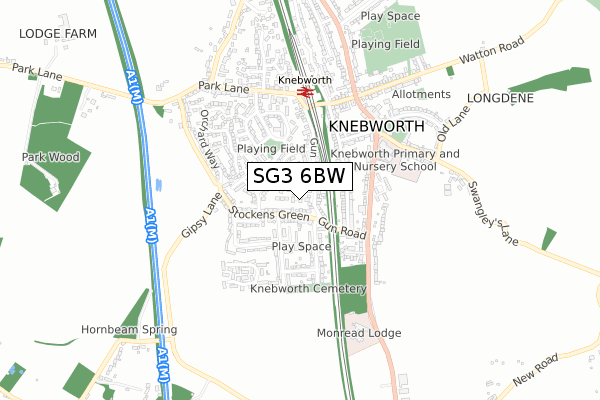 SG3 6BW map - small scale - OS Open Zoomstack (Ordnance Survey)