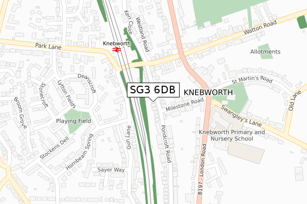 SG3 6DB map - large scale - OS Open Zoomstack (Ordnance Survey)