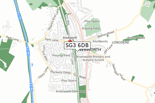 SG3 6DB map - small scale - OS Open Zoomstack (Ordnance Survey)