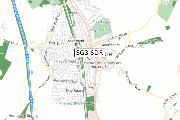 SG3 6DR map - small scale - OS Open Zoomstack (Ordnance Survey)