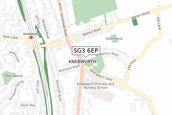 SG3 6EP map - large scale - OS Open Zoomstack (Ordnance Survey)