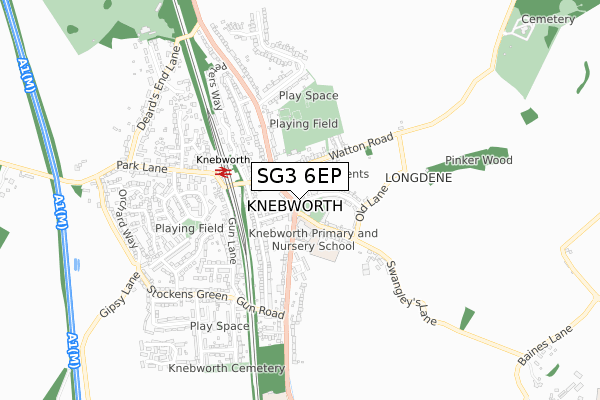 SG3 6EP map - small scale - OS Open Zoomstack (Ordnance Survey)