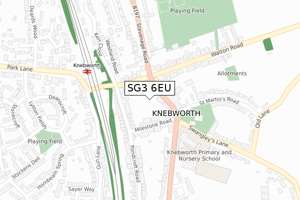 SG3 6EU map - large scale - OS Open Zoomstack (Ordnance Survey)