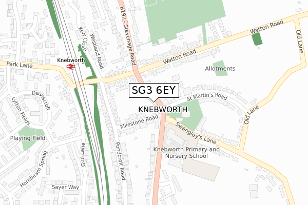 SG3 6EY map - large scale - OS Open Zoomstack (Ordnance Survey)