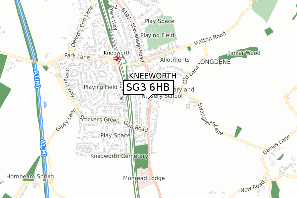 SG3 6HB map - small scale - OS Open Zoomstack (Ordnance Survey)