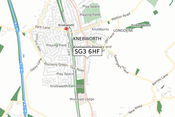 SG3 6HF map - small scale - OS Open Zoomstack (Ordnance Survey)