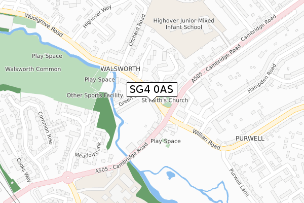 SG4 0AS map - large scale - OS Open Zoomstack (Ordnance Survey)