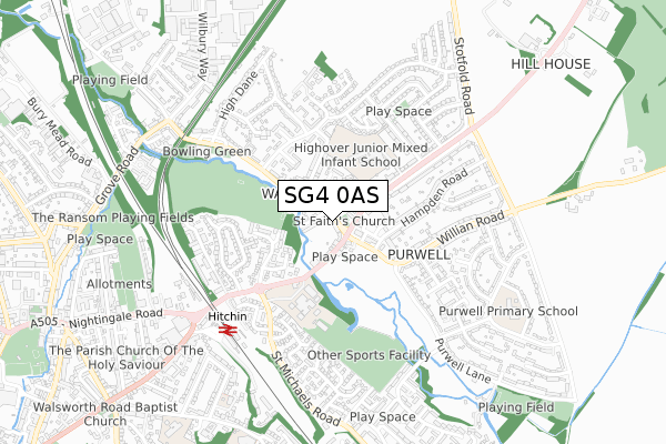 SG4 0AS map - small scale - OS Open Zoomstack (Ordnance Survey)