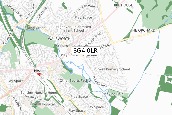 SG4 0LR map - small scale - OS Open Zoomstack (Ordnance Survey)