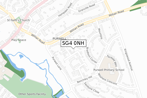 SG4 0NH map - large scale - OS Open Zoomstack (Ordnance Survey)