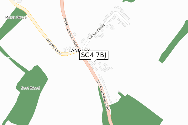 SG4 7BJ map - large scale - OS Open Zoomstack (Ordnance Survey)