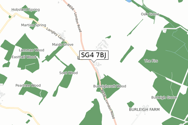 SG4 7BJ map - small scale - OS Open Zoomstack (Ordnance Survey)