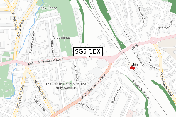 SG5 1EX map - large scale - OS Open Zoomstack (Ordnance Survey)