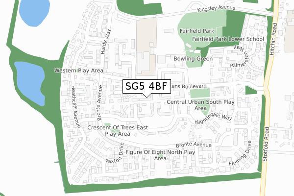 SG5 4BF map - large scale - OS Open Zoomstack (Ordnance Survey)