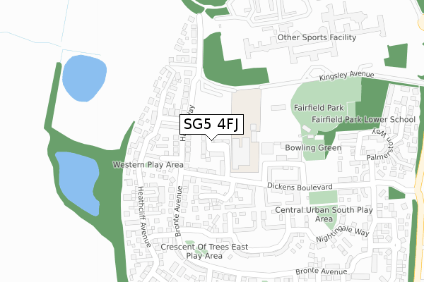 SG5 4FJ map - large scale - OS Open Zoomstack (Ordnance Survey)