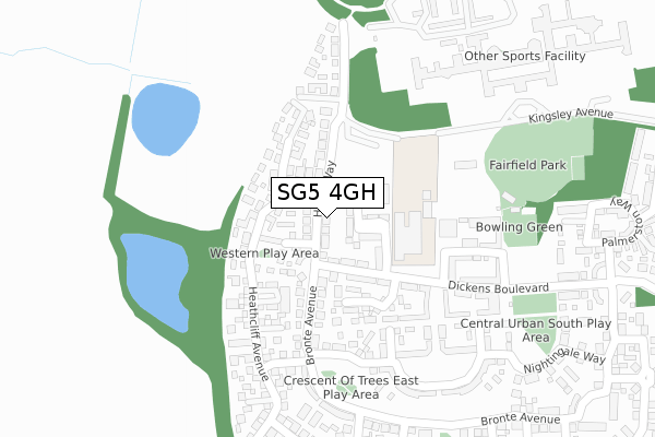 SG5 4GH map - large scale - OS Open Zoomstack (Ordnance Survey)