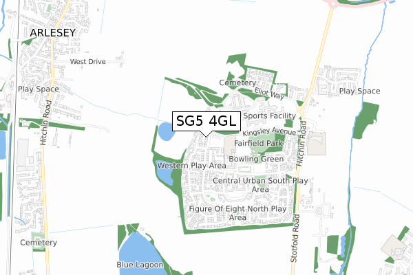 SG5 4GL map - small scale - OS Open Zoomstack (Ordnance Survey)