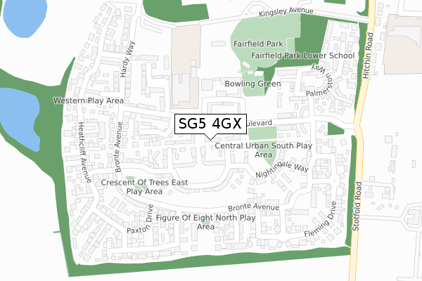 SG5 4GX map - large scale - OS Open Zoomstack (Ordnance Survey)