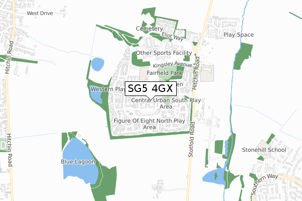SG5 4GX map - small scale - OS Open Zoomstack (Ordnance Survey)